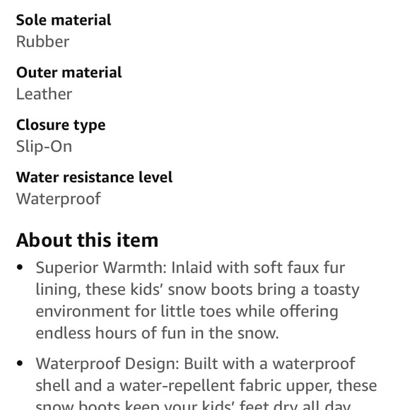 Kids Snow Boots Boy's / Girl's Waterproof Cold Weather Classic Boots - Size 5 - Picture 7 of 9